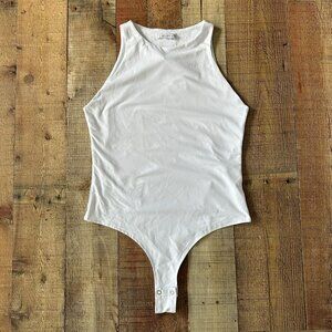 Reoria Women's Size Large in White Sleeveless Bodysuit Comfy & Stylish